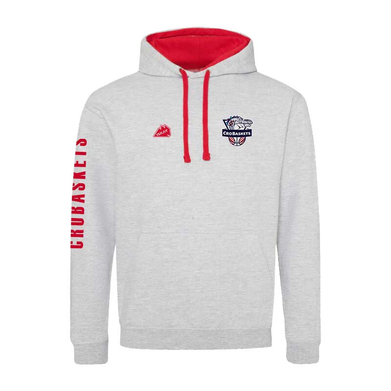 CroBaskets Hoodie Premium grau/rot