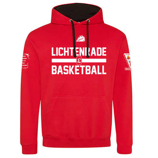 VfL Lichtenrade Hoodie Premium rot mit Ärmel Logo´s