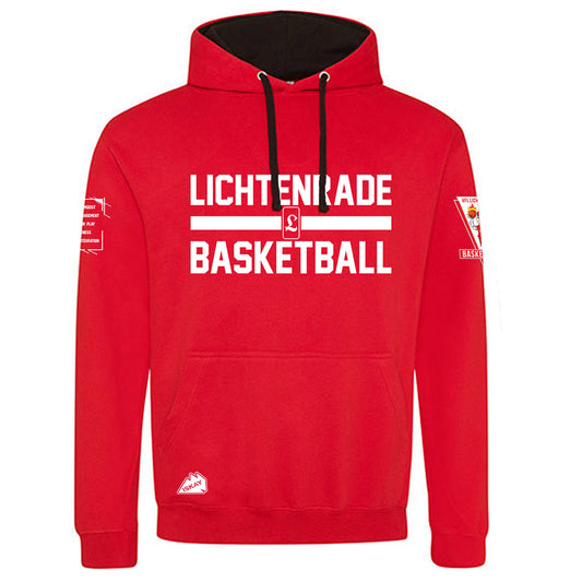 VfL Lichtenrade Hoodie Premium rot mit Ärmel Logo´s