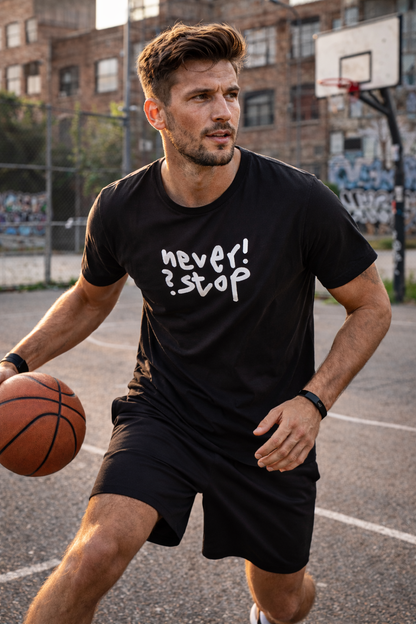 Never! Stop? T-Shirt schwarz