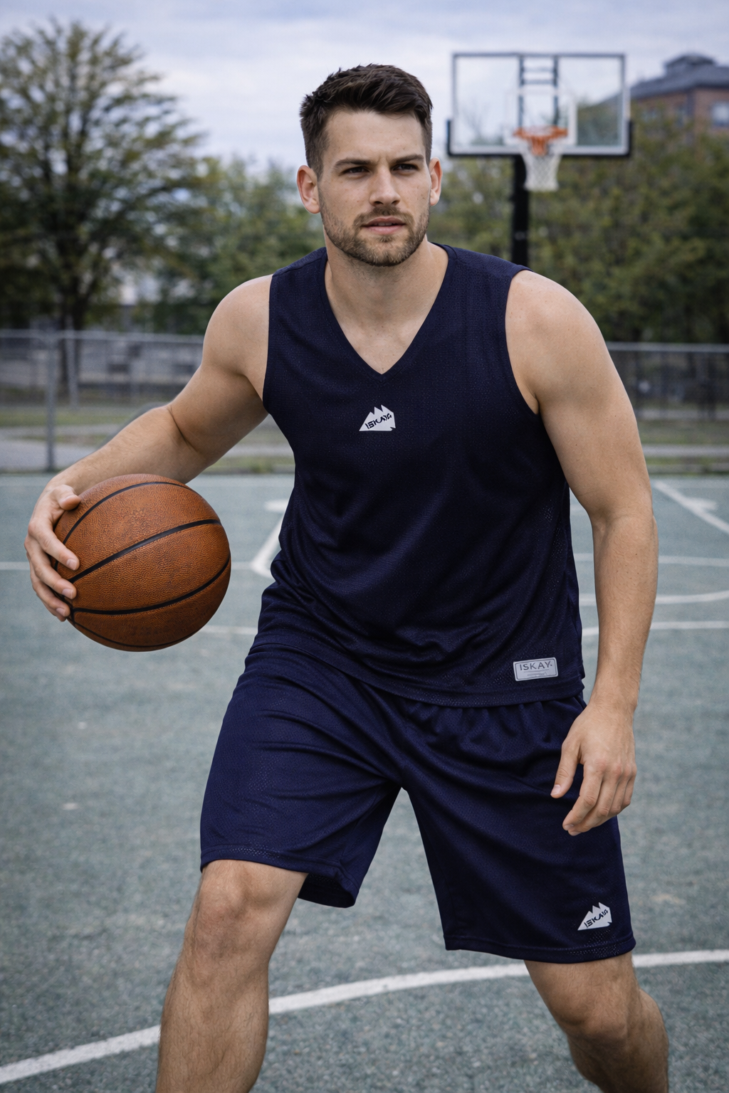 ISKAY Wendehose navy/weiss
