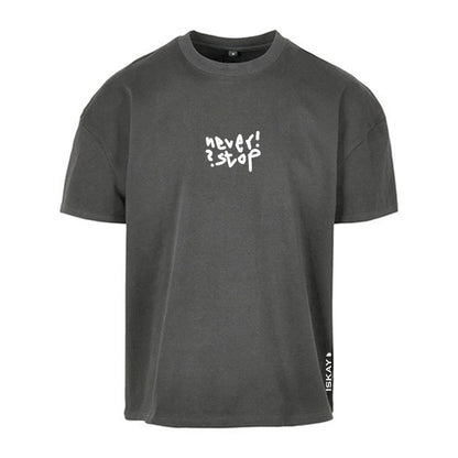 Never! Stop? Oversize T-Shirt grau