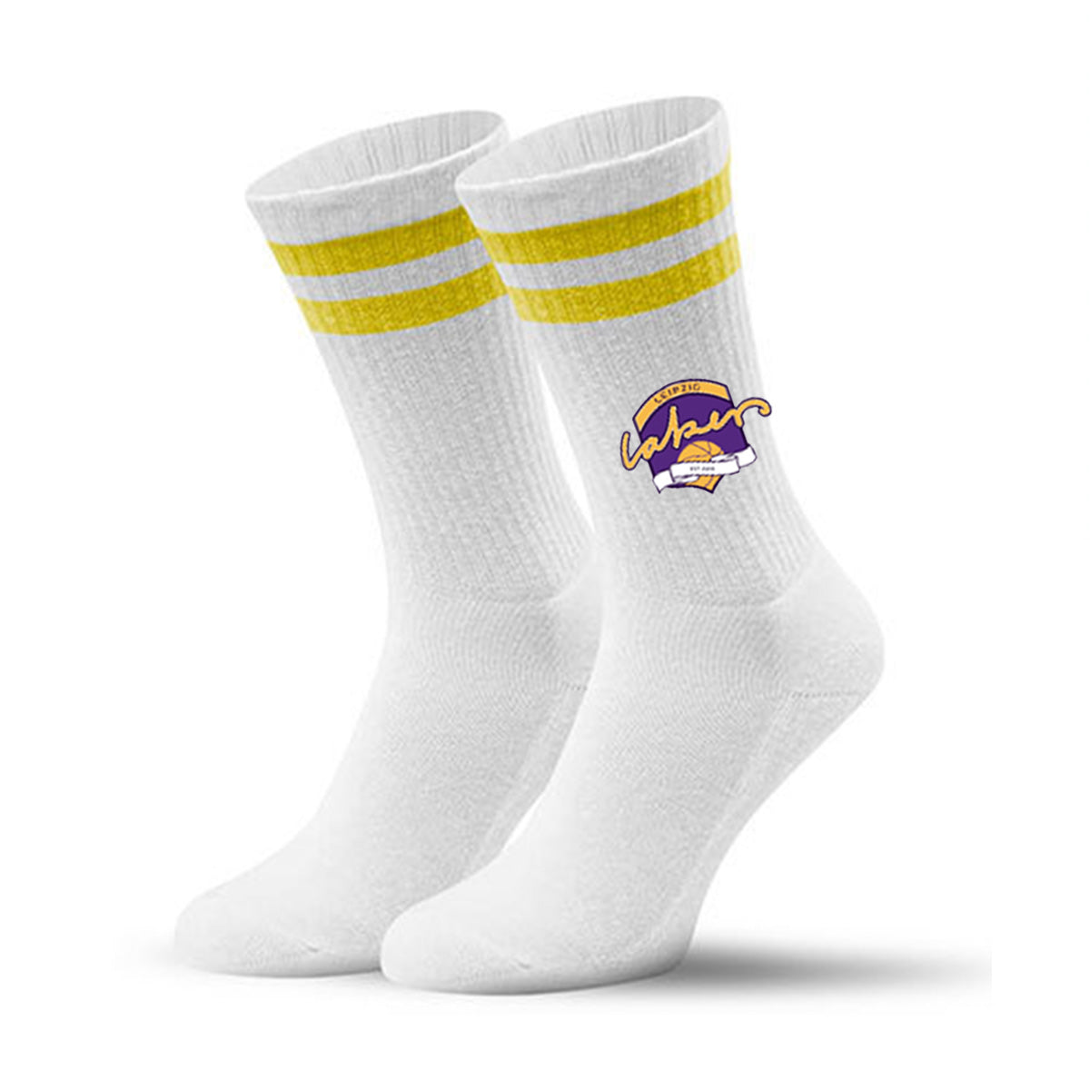 Leipzig Lakers Retro Logo Socken Stripes gelb