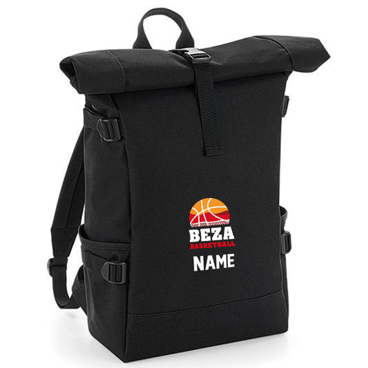 BEZA Roll-Top Basketball Rucksack achwarz