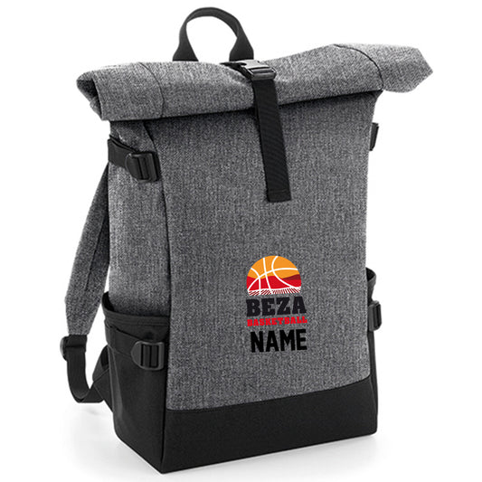 BEZA Roll-Top Basketball Rucksack grau